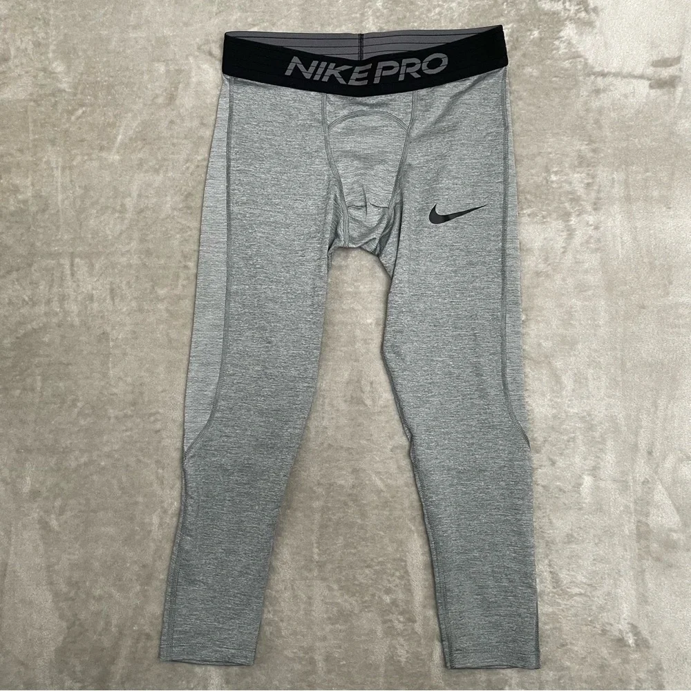 Nike Pro Dri-Fit Men's Heather Gray 3/4 Length Fitness Tights Size Medium